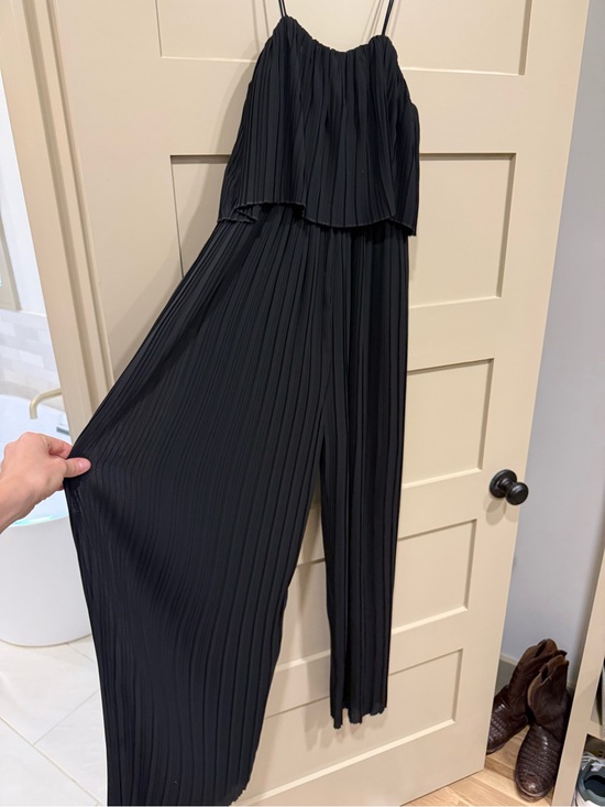 Vici Pants - Vici Black Pleated Wide-Leg Spaghetti Strap Jumpsuit